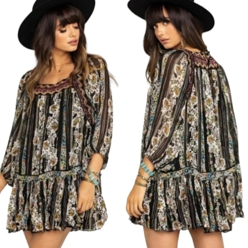 Free People Dance Magic Embroidered Tunic Dress Multicolor 16781